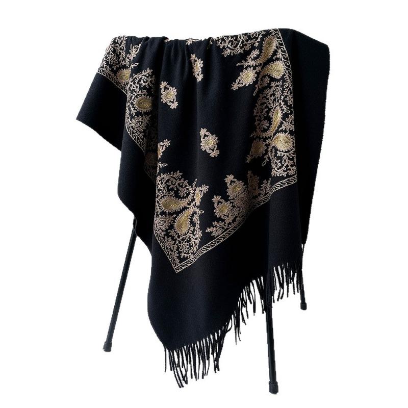 Новый женский шарф из искусственного кашемира, подходит для всех сезонов, модный и теплый, подчеркивающий темперамент, шарф с бахромой, шаль с узором "пейсли"
