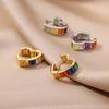 Женские мини-серьги с радужным цирконием из нержавеющей стали, геометрические круглые серьги, роскошные ювелирные изделия для свадебной вечеринки, подарок Bff