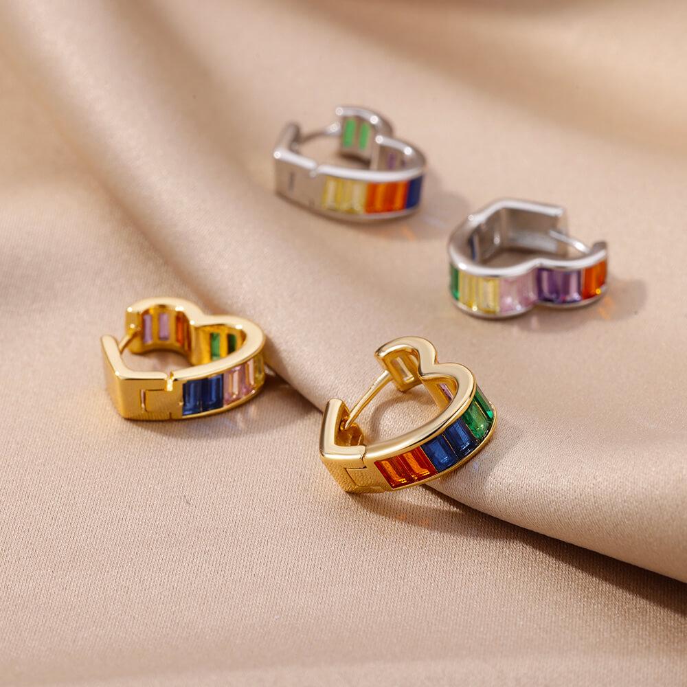 Женские мини-серьги с радужным цирконием из нержавеющей стали, геометрические круглые серьги, роскошные ювелирные изделия для свадебной вечеринки, подарок Bff