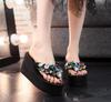 Women's Summer Rhinestone Wedge Flip-Flops: Thick-Soled, Non-Slip, High-Heeled Toe-Post Sandals