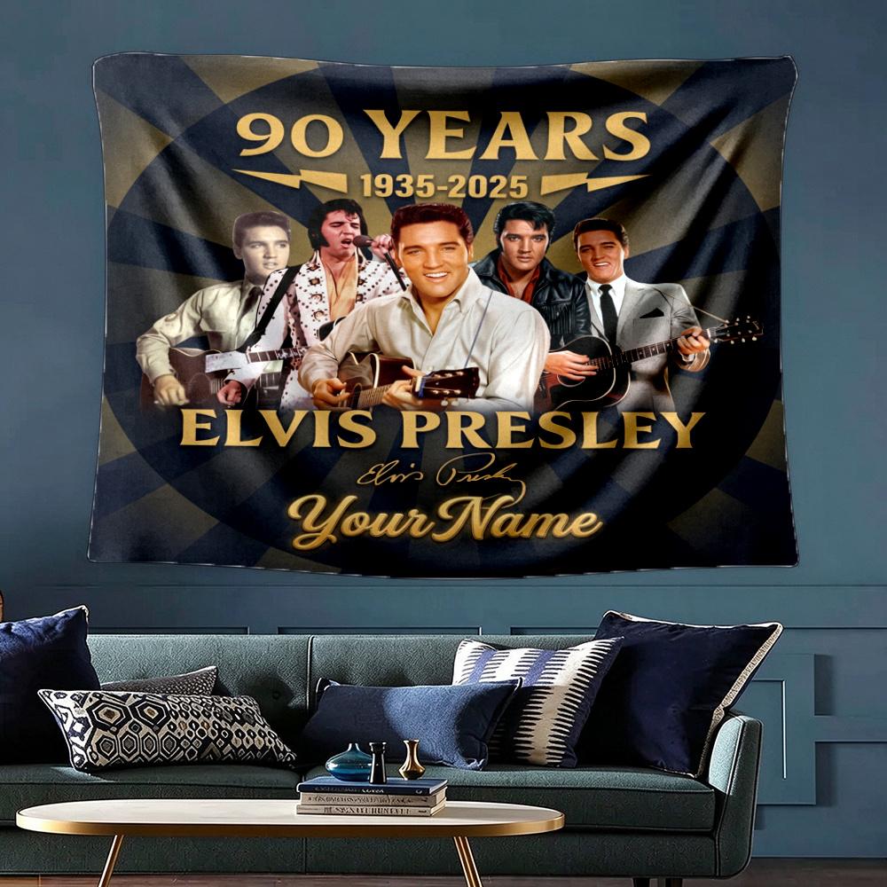Elvis Custom Your Name Wall Decor Tapestry Art For Pet Memorial Birthday Wedding Party Backdrop Family Gift