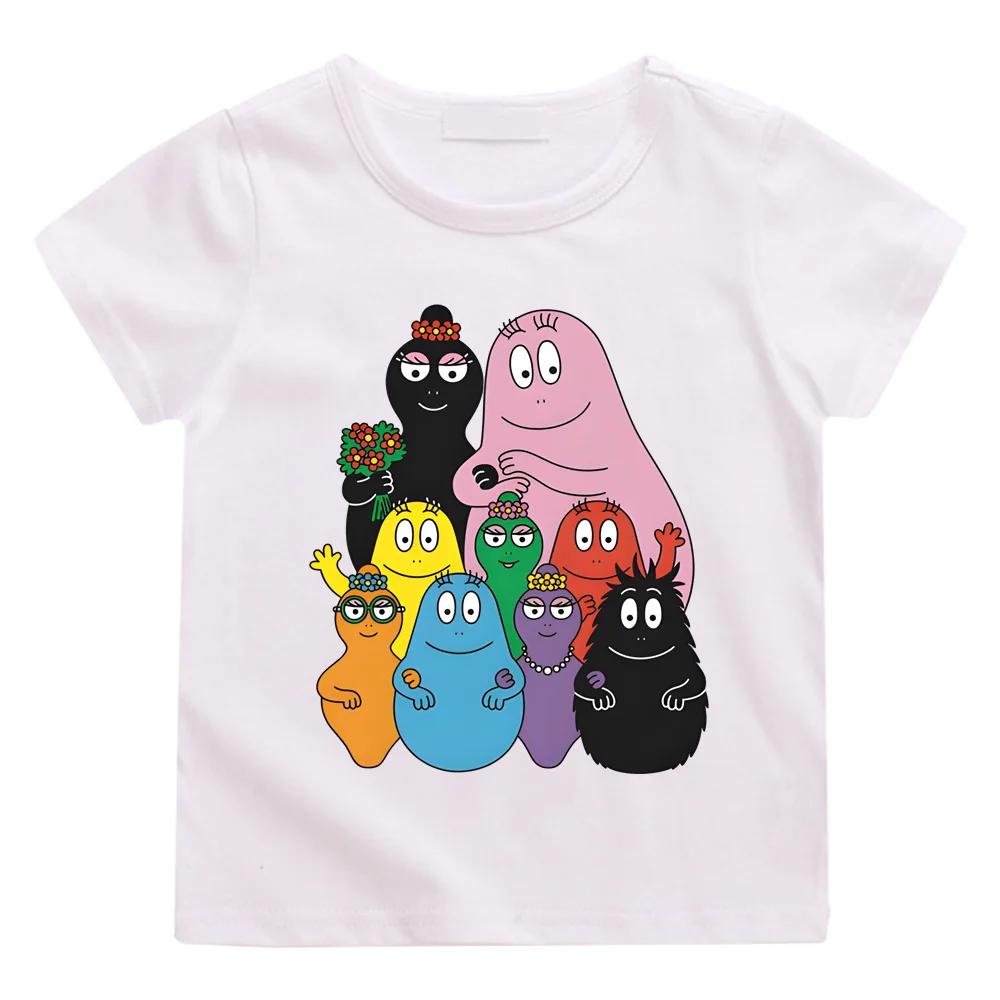 Barbapapa Cartoon Printing Tshirts Summer Cute Graphic Print Teeshirt Short Sleeve CottonTshirts GirlsBoys Clothes KawaiiTops