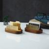 Wooden Business Card Holder Metal Organizer Office Desk Display Stand Memo Counter Accessories Tabletop Card Holder Storage