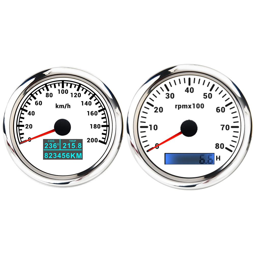 Universal 85mm GPS Speedometer 30KNOTS 60KNOTS 60K 120K 200K with 4K 6K 8K RPM Tachometer with 7 Colors Backlight for Car Boat