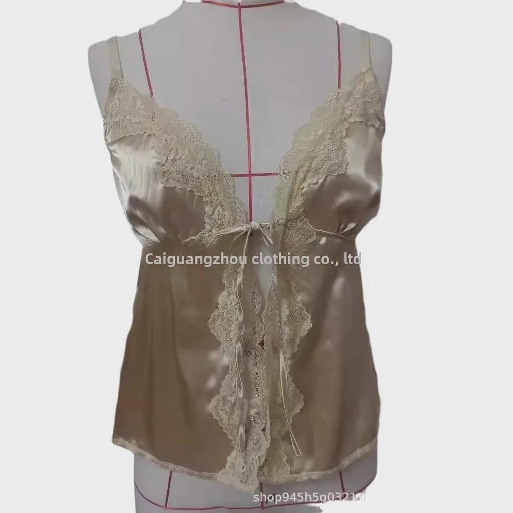 2022 European & American Women's Imitation Silk Lace Camisole
