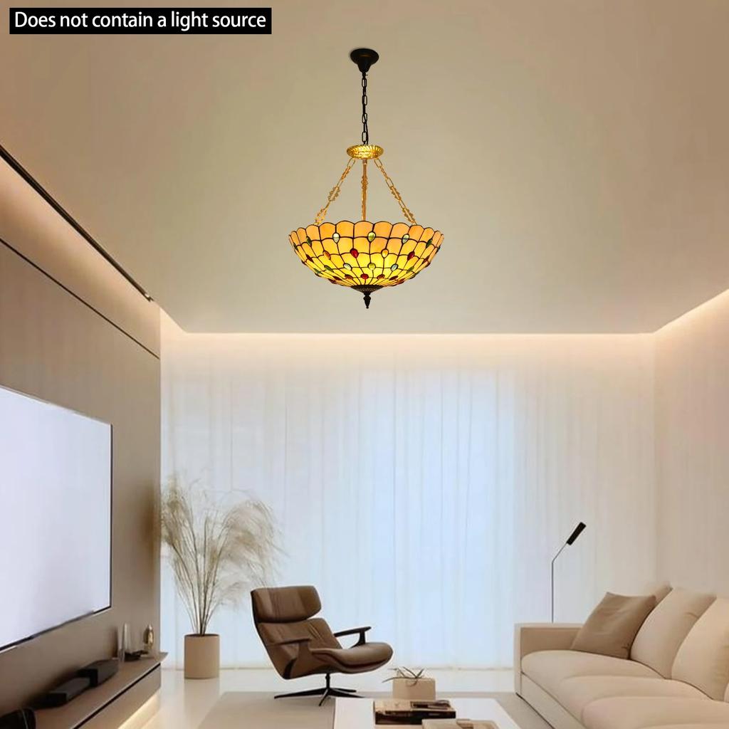 Потолочная люстра в стиле Тиффани, 20 дюймов, витражный подвесной светильник с дизайном павлина, комнатный подвесной светильник, патрон E26