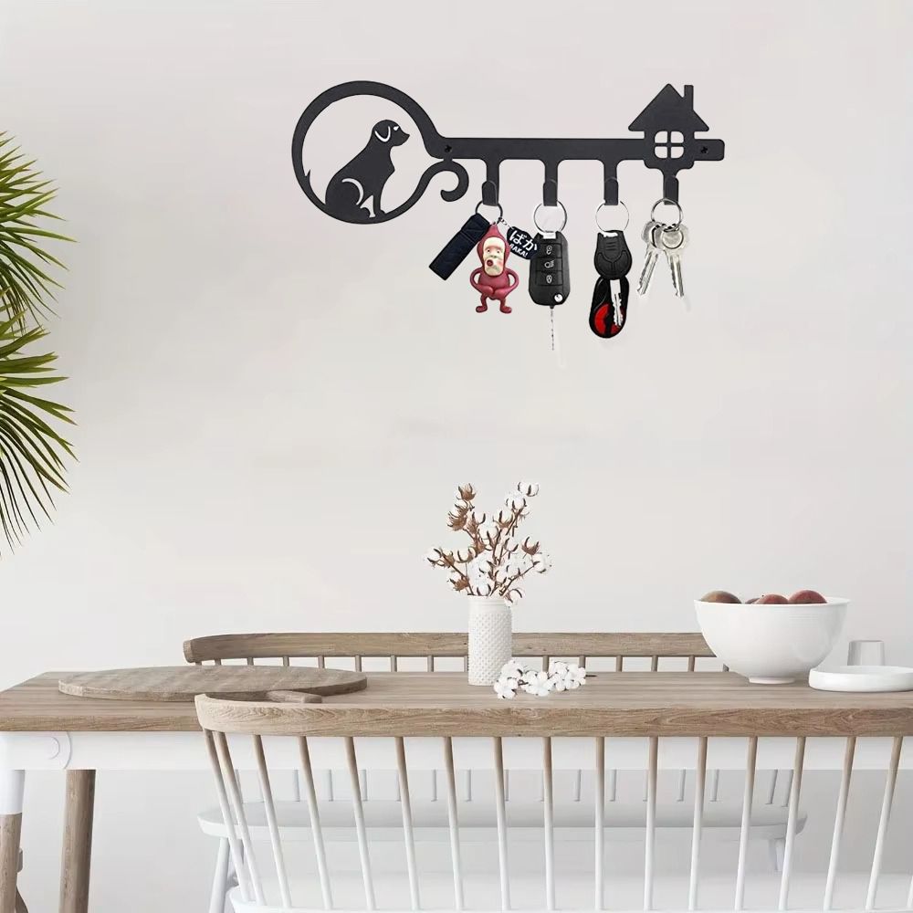 Multifunctional Iron Dog Wall Rack Festive Atmosphere Wall Hanging Coat Hanger Black Organizer Key Holder Clothes