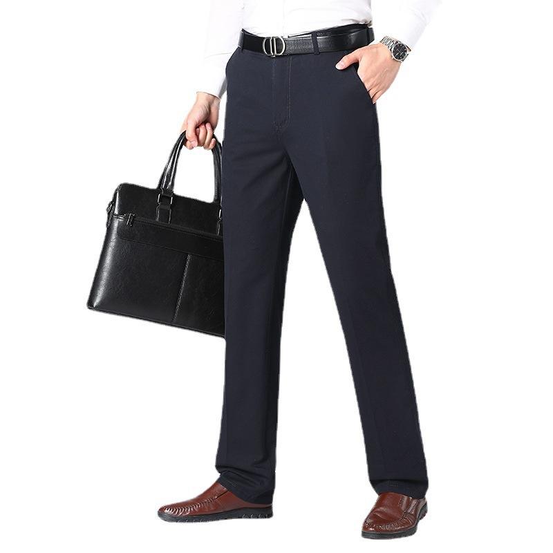 Men's Thin Casual Suit Pants Cotton Classic Business Fashion Stretch Loose Trousers Male Brand Clothes