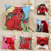Pillow Case Cotton Linen Fabric Square Zipper Pillowcase Home Decorative Living Room Comic Cartoon C-Clifford The Big Red Dog 2