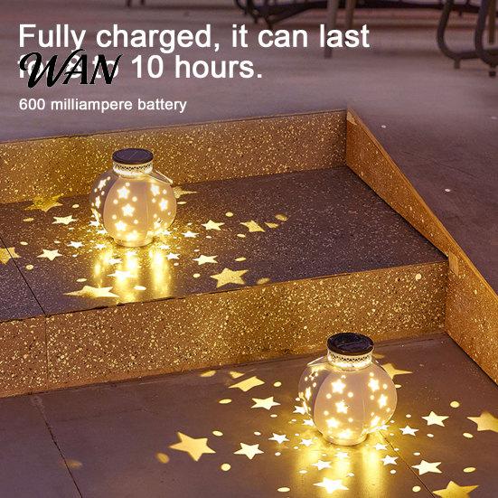 Solar Garden Lights Star Lantern, Metal Light, Waterproof Outdoor Hanging Automatic On Off Lantern for Porch Patio Lawn Pathway Wedding Party