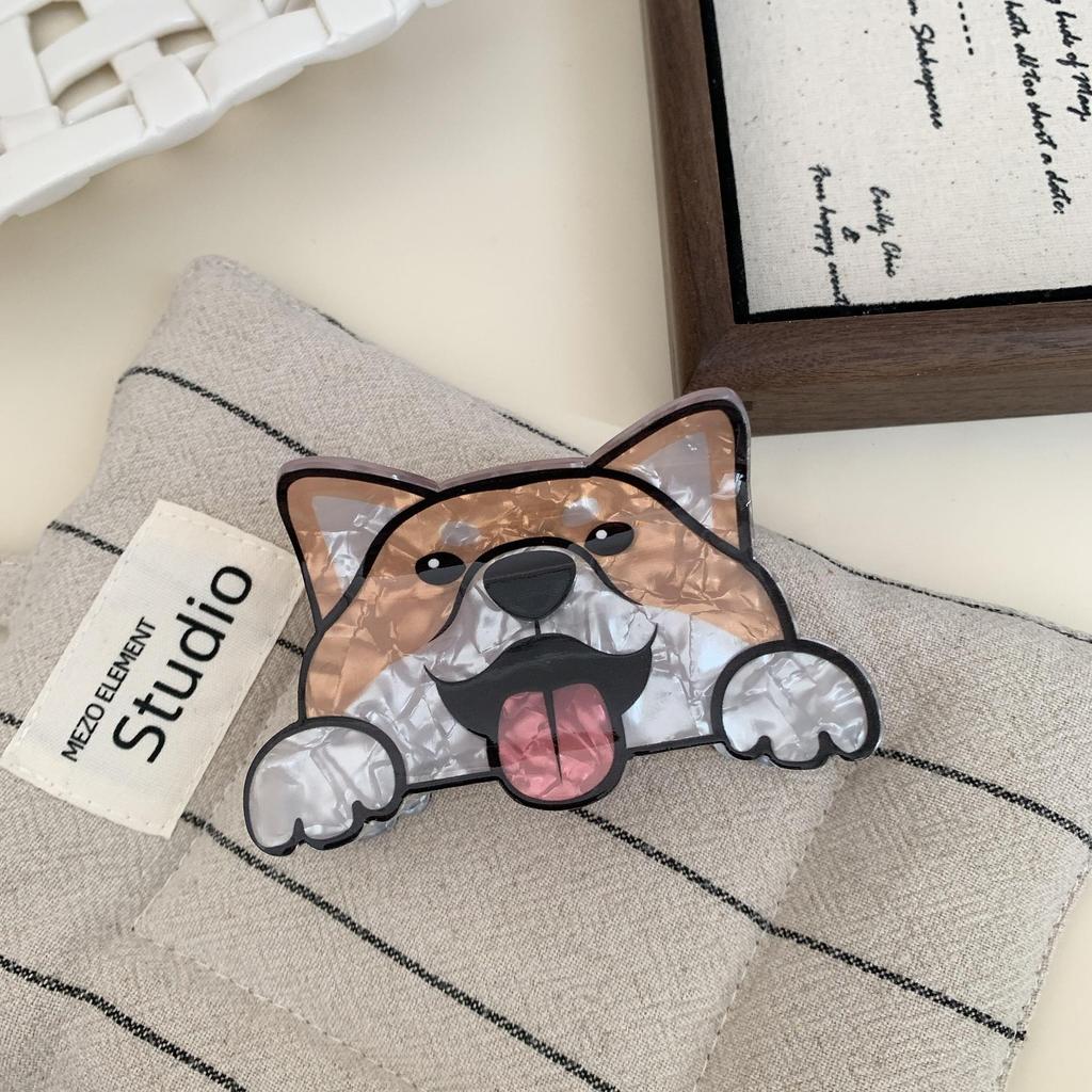YHJ Golden Retriever Corgi Acrylic Hair Clip - Cute Animal Claw Clip for Updos & Ponytails.