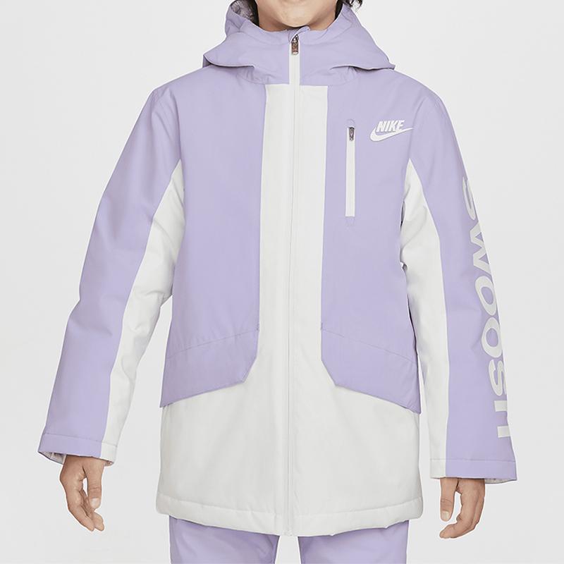 Nike Куртка на молнии с капюшоном, с длинным рукавом, цвет гортензии, фиолетовый, детская, HQ7158-515