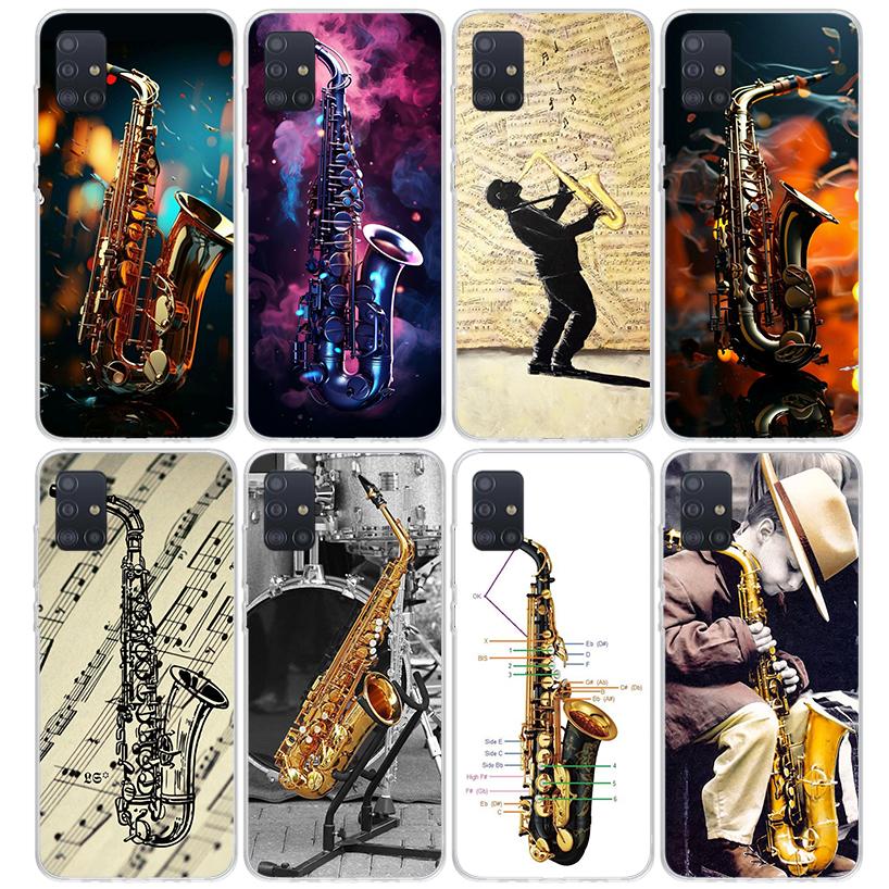 Music Saxophone Instrument Phone Case For Samsung Galaxy A52 A51 A50S A32 A22 A12 A02S A72 A71 A31 A70 A30S Note 20 Ultra 10 Plu