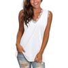 Womens Tunic Lace Tops V-Neck T Shirts Sleeveless Blouse Floral Side Split Tanks