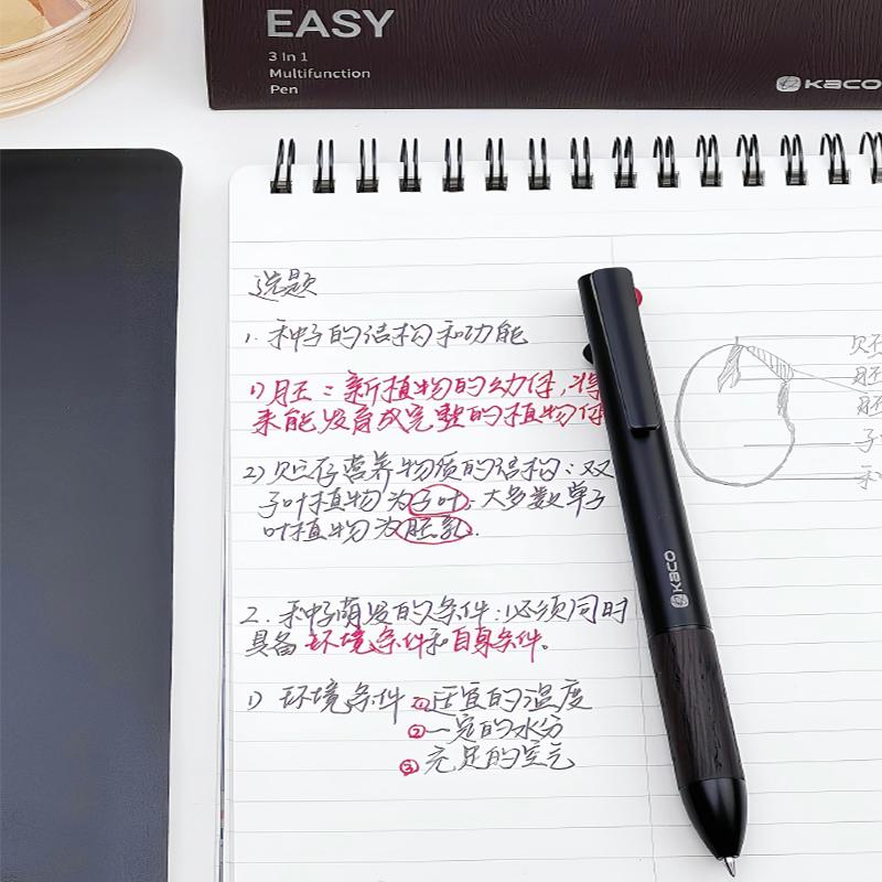 НОВЫЕ Ручки KACO 3-в-1 EASY 0,5 мм 2-цветная Гелевая Ручка Механический Карандаш Деревянный и Металлический Корпус Экзамен Ежедневный Запись Отметки Качественные Принадлежности