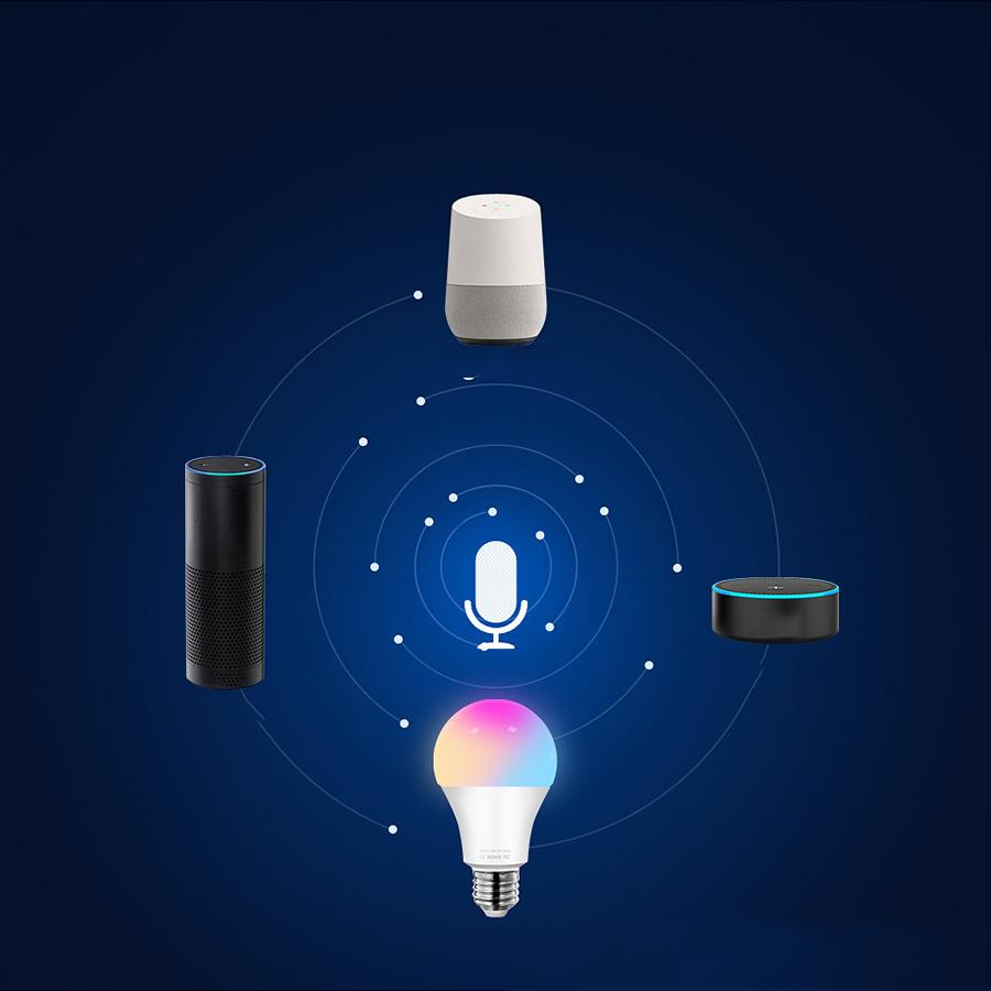 Умная лампочка 9 Вт 2800k-6500k Диммируемая WiFi-лампочка для Alexa Google Home