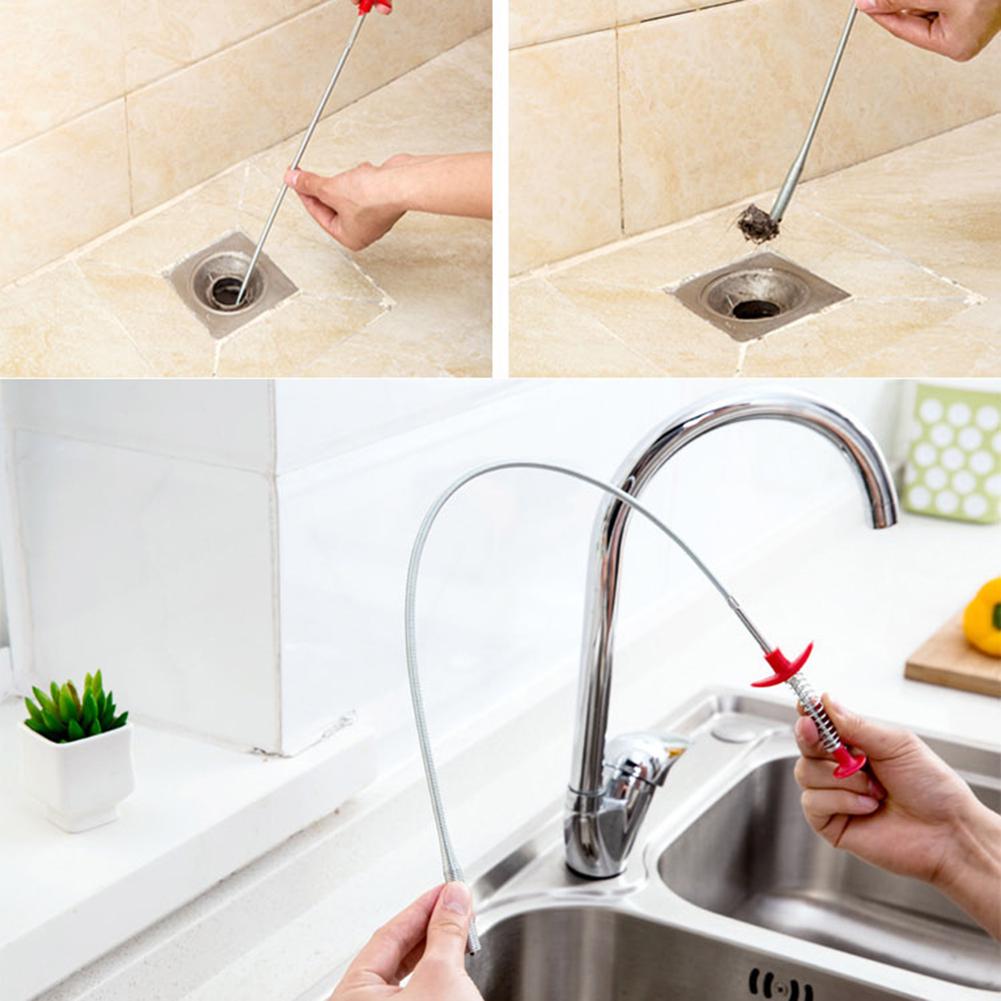Sink Hook Bendable Sewer Hair Dredging Kitchen Tool Cleaning Pipe Spring Household Cleaning Tools ARI