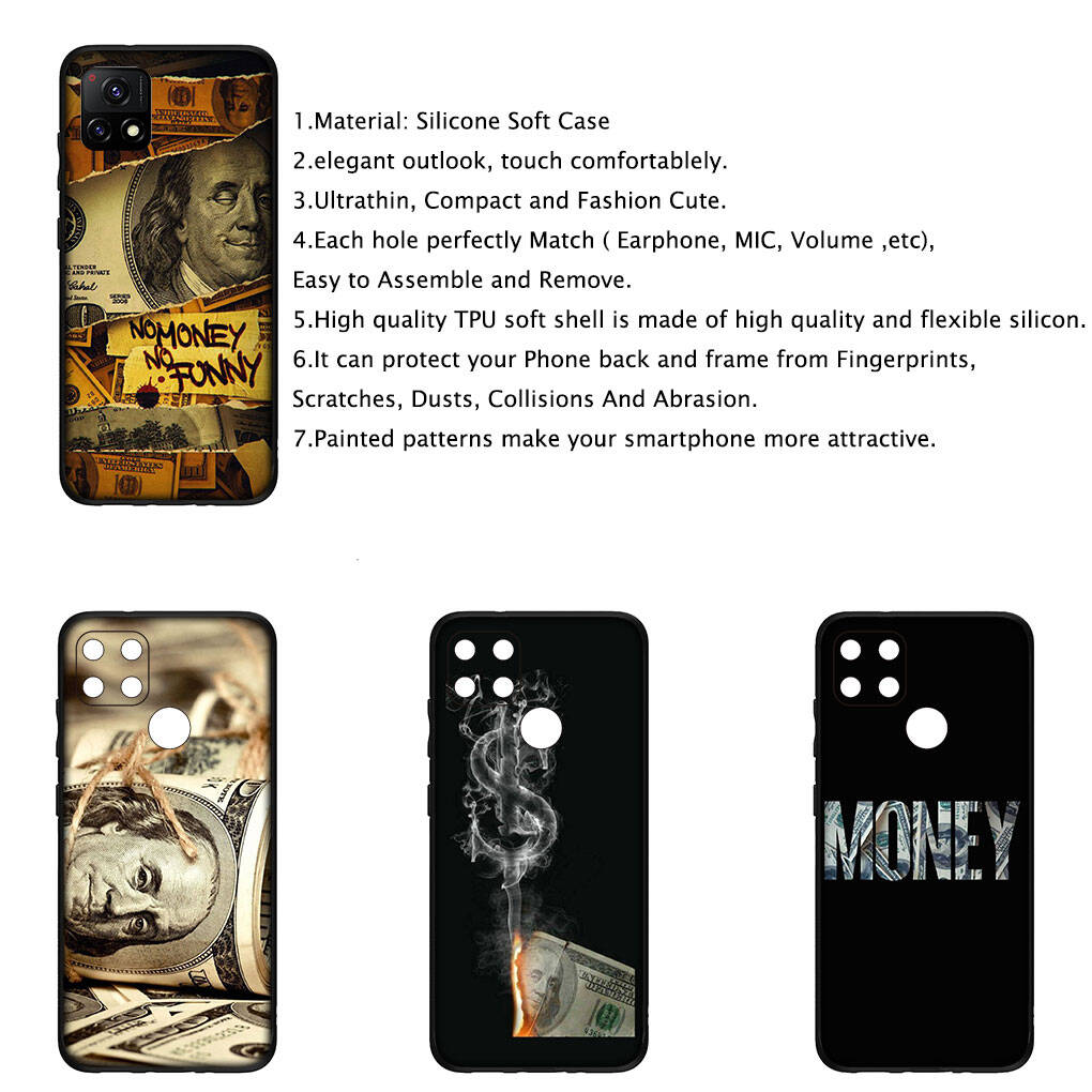 for Motorola Moto Edge 70 60 50 G54 G86 Samsung Galaxy S25 iPhone 17 16 15 Xiaomi Redmi Note 14 13 Pro Max Case Art Money Dollars 100 Wallpaper Cover