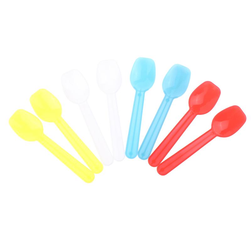 50 шт. Пластиковая ложка для десерта, ложка для мороженого, семейные ложки, пластиковые ложки для супа, симпатичная дегустационная ложка, отлично подходит для вечеринок, столовые приборы