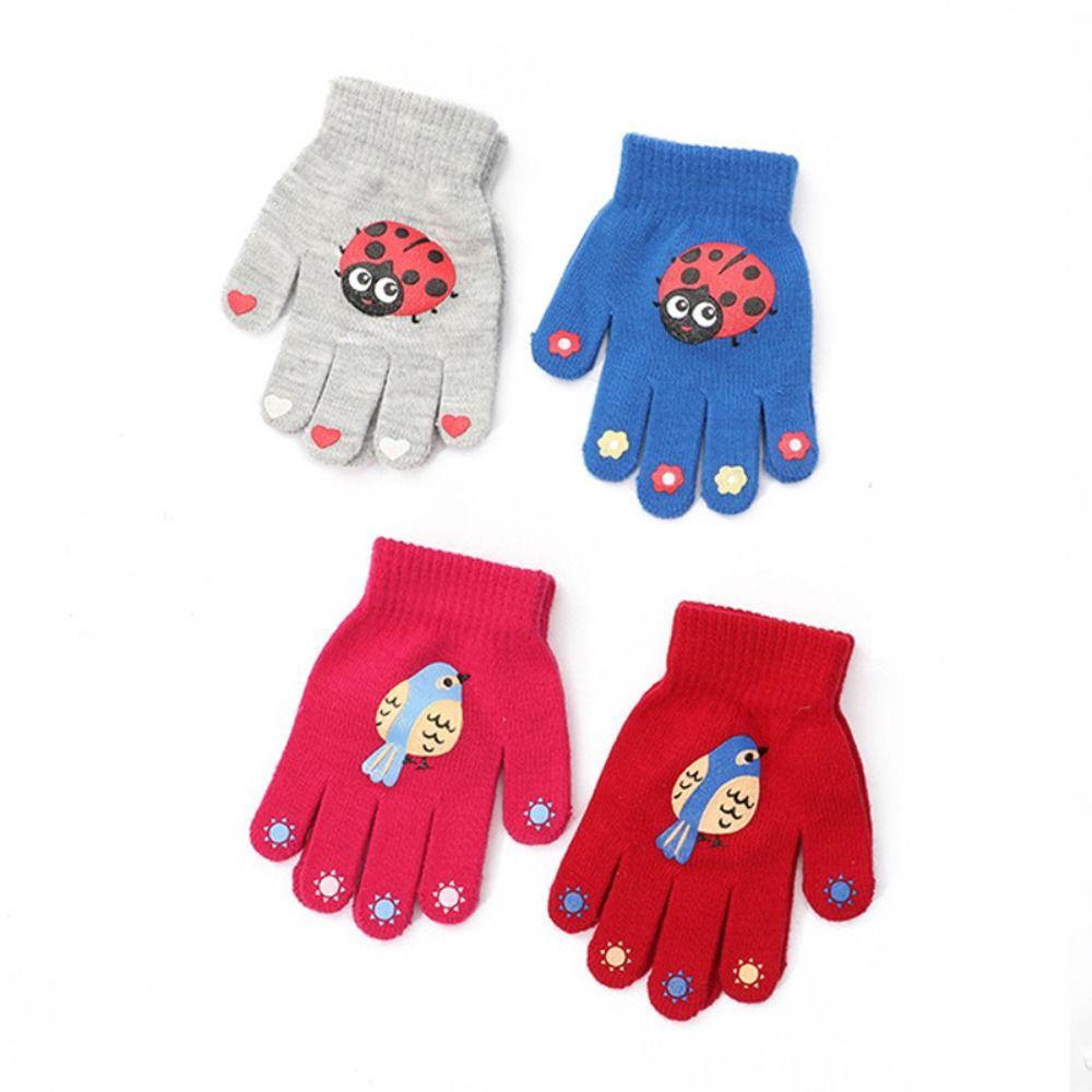 Thicken Warm Mittens Windproof Full Finger Guantes Fashion Children Knitted Gloves Winter
