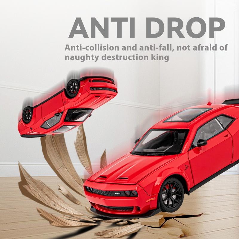 1/24 Dodge Challenger Hellcat Redeye Металлическая литая модель автомобиля Игрушка-украшение с высокой степенью детализации Звук и свет Оттянуть назад Праздничные подарки