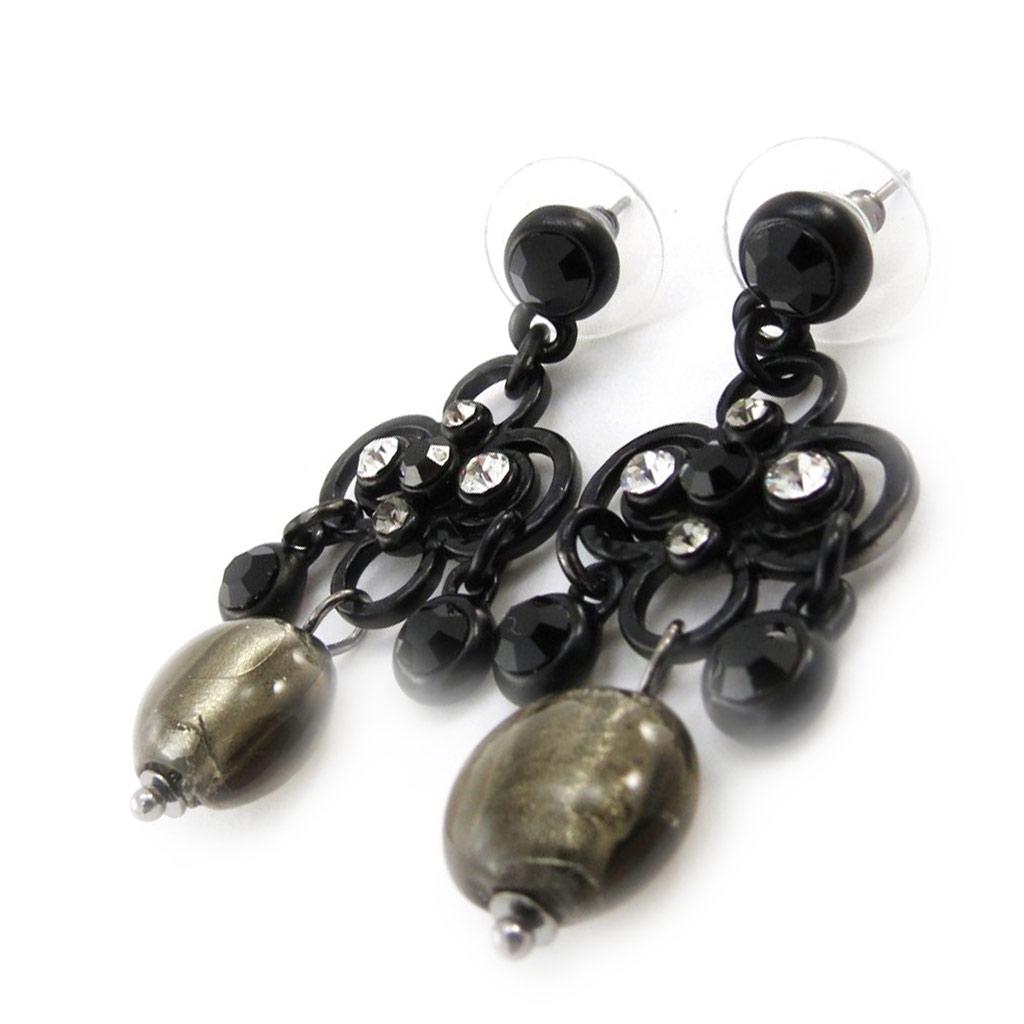 Les Trésors De Lily [J0471] - 'Mélusine' Black Grey Designer Earrings