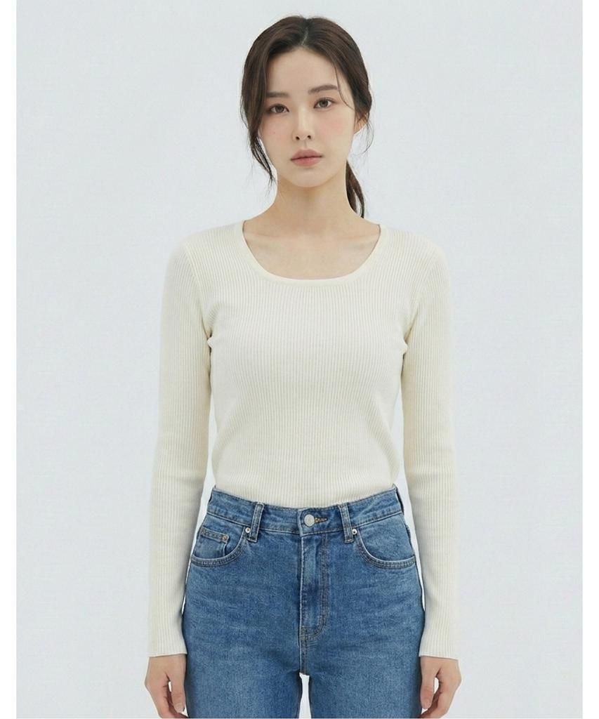 VANAKE Slim Square Neck Knit_Vb34Ktq312Z