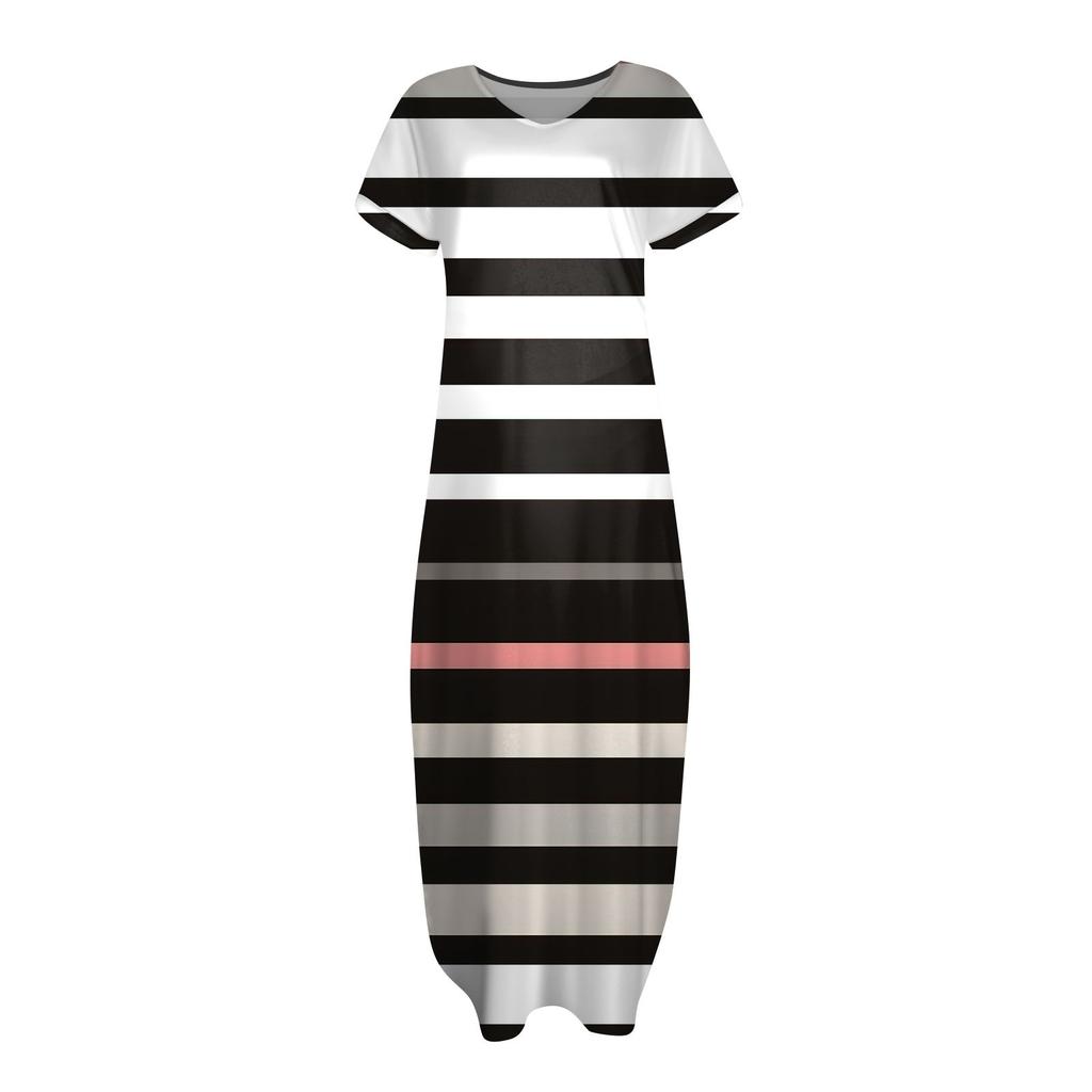 Женские летние повседневные свободные пляжные макси длинные платья с V-образным вырезом и короткими рукавами, модные наряды