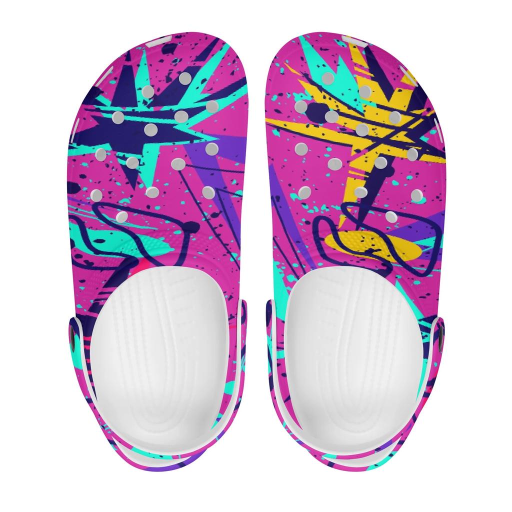 Unisex EVA Garden Shoes Color Printed Lightweight Breathable Slip On Clogs Beach Pool Bathroom Home Summer Wear Soft Comfort