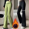 Women's Autumn and Winter Solid Color Padded High-waisted Abdominal Pants Temperament To Lift The Buttocks Elegant Pants