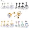 Alisouy 2pcs 3-6mm Ear Stud Earrings Hypoallergenic Round Cubic Zirconia Stainless Steel CZ Girls High Quality Women Earrings