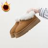 Женские зимние ботинки на толстой платформе, нескользящие, с искусственной замшей, с искусственной подкладкой, короткие ботинки для женщин, теплая обувь для ходьбы, домашние тапочки для улицы и дома