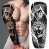 New 1 PC 480*170MM Super Large Compass Wolf Head Eye Fake Lion God Feather  Temporary Tattoo Sleeves For Men Women Tattoo Full Arm Tattoo Sticker
