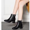 Soft Leather Boots Women's Autumn and Winter New Fashion Boots Medium Heel Thick Heel Boots Versatile Fashion Boots Women