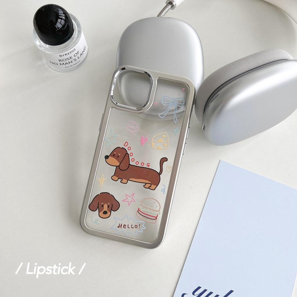 For iPhone 15 Case Silver Edge Pattern Design PC+TPU Phone Cover