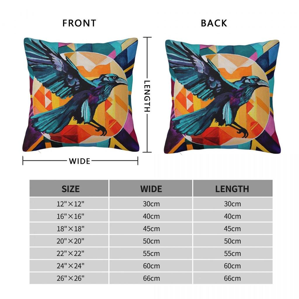 Crow Flying A Geometric Sky Square Pillowcase Polyester Linen Velvet Pattern Decor Throw Pillow Case Room Cushion Cover 45X45