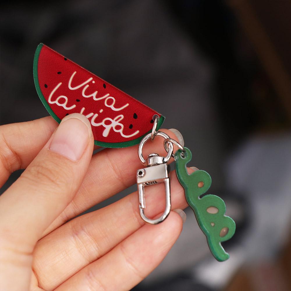 Viva La Vida Acrylic Watermelon Pendant Acrylic Shining Watermelon Keychain Car