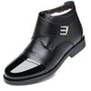 Men's Genuine Leather Velcro Winter Shoes with Plush Wool for Middle-Aged & Elderly