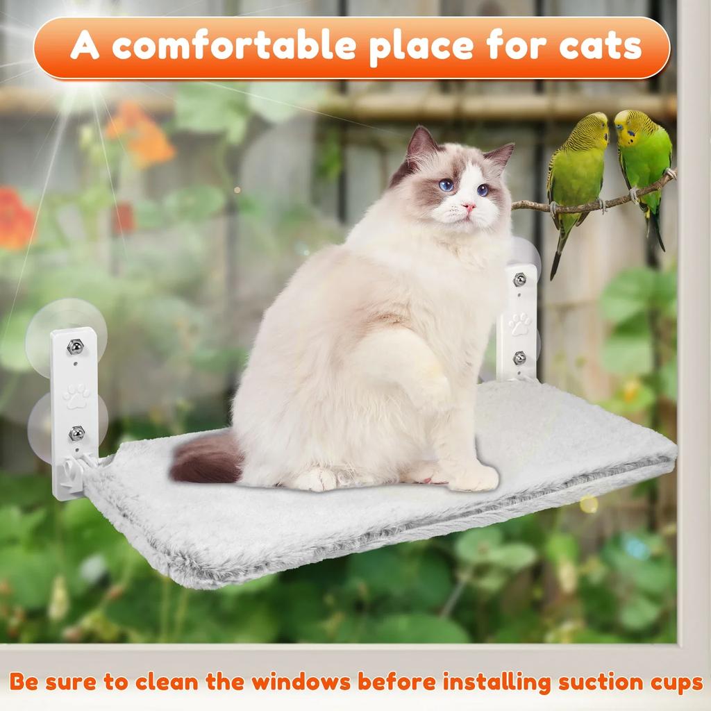 Foldable Cat Hammock Comfortable Aerial Hanging Cat Bed 40lbs Weight Capacity Kitten Window Perch Plush Cat Seat Pet 2025
