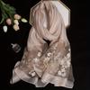 Elegant Embroidered Silk Scarf With Breathable And Windproof Design, Stylish And Versatile For Everyday Wear