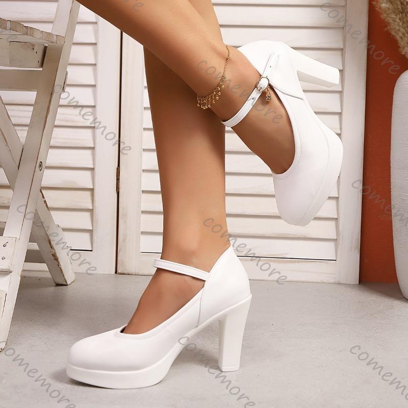 Мода Comemore Туфли-лодочки с круглым носком и супервысоким каблуком 9 см, Новинка весна-осень, Профессиональные рабочие туфли, Обувь на массивном каблуке для женщин