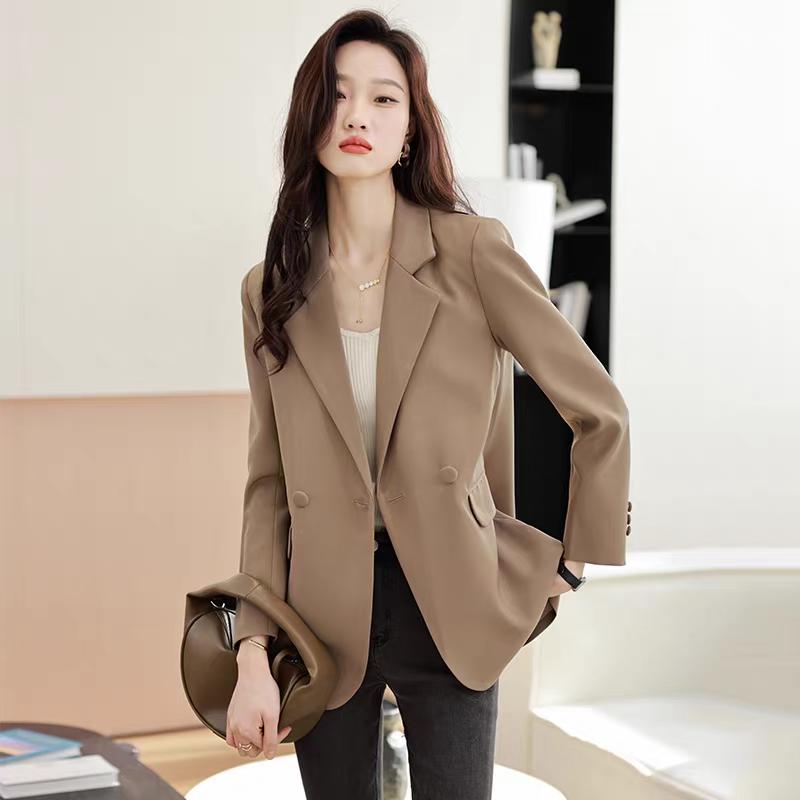 Черный пиджак, весенне-осенние новые шикарные повседневные женские пальто и куртки с разрезом сзади