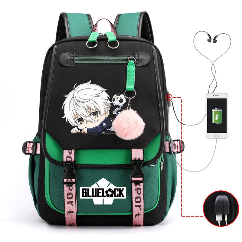 Blue Prison Anime School Bag College Wind Large Capacity Middle School Student Usb Backpack