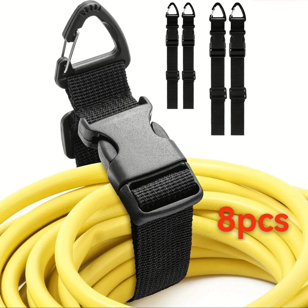 2.5*45cm Black Adjustable Extension Cord Organizer Heavy-Duty 3-Axis Buckle Storage Strap for Workshop Garage Cable Management