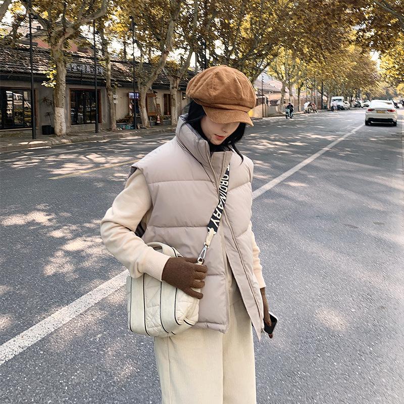 Women wearing vests on both sides, autumn and winter new stand-up collar sleeveless large size loose and thin warm jacket
