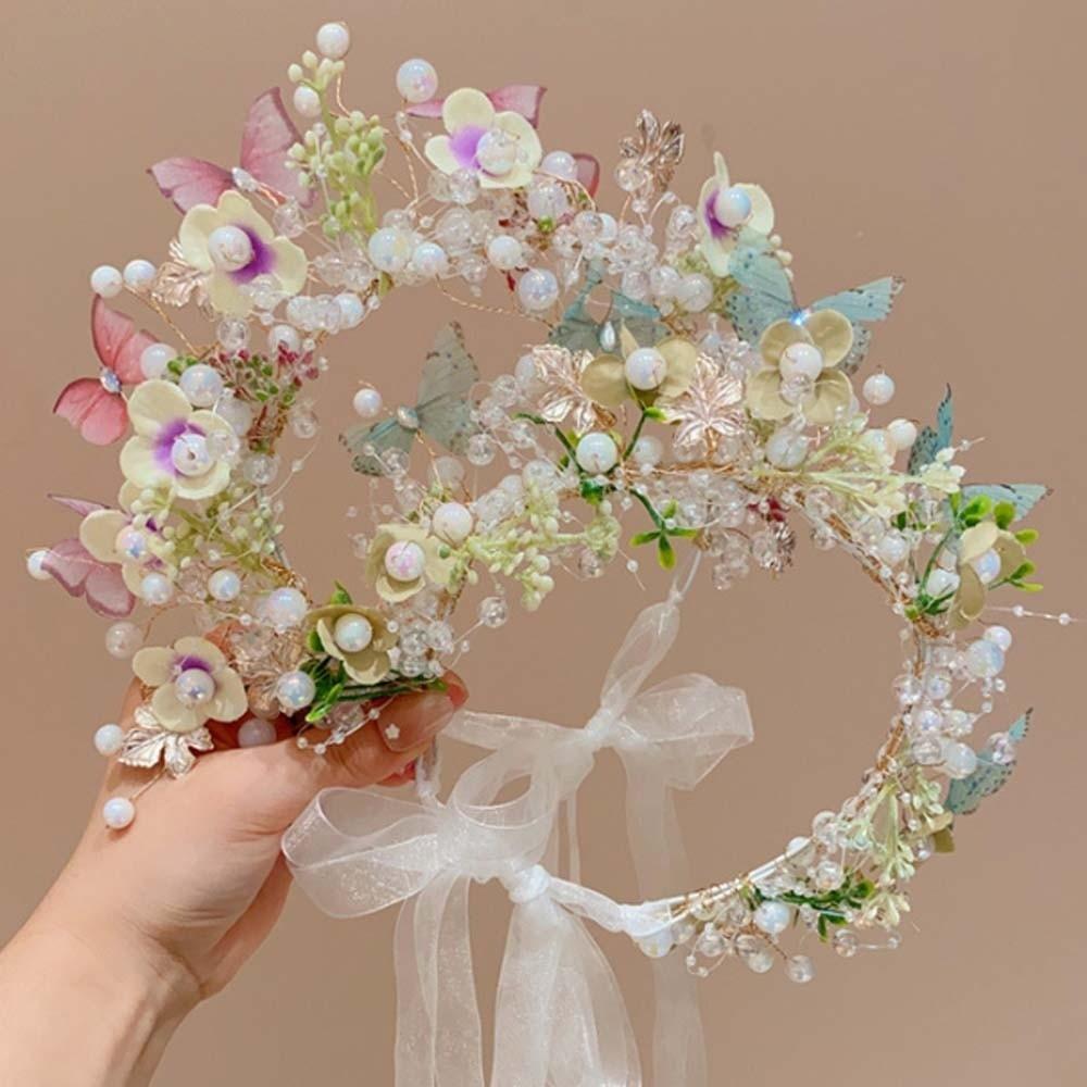 Bohemia Style Girls Garland Simulation Flower Wreath Headband Elegant Flower Headdress Party