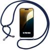 Lanyard Case for iPhone 16 Pro Max Transparent Reinforced Protection Anti-Scratch with Navy Blue Lanyard