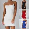 Женское клубное платье с низким вырезом на тонких бретельках, облегающее платье без рукавов с открытой спиной, эластичное мини-платье без воротника для свиданий, женская одежда