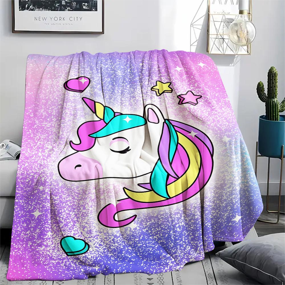 1Pc Uni-horse Print Flannel Blanket, High quality Comfortable for All Seasons, Home Decor, Warmth and Comfort, Perfect for Christmas Gifts
