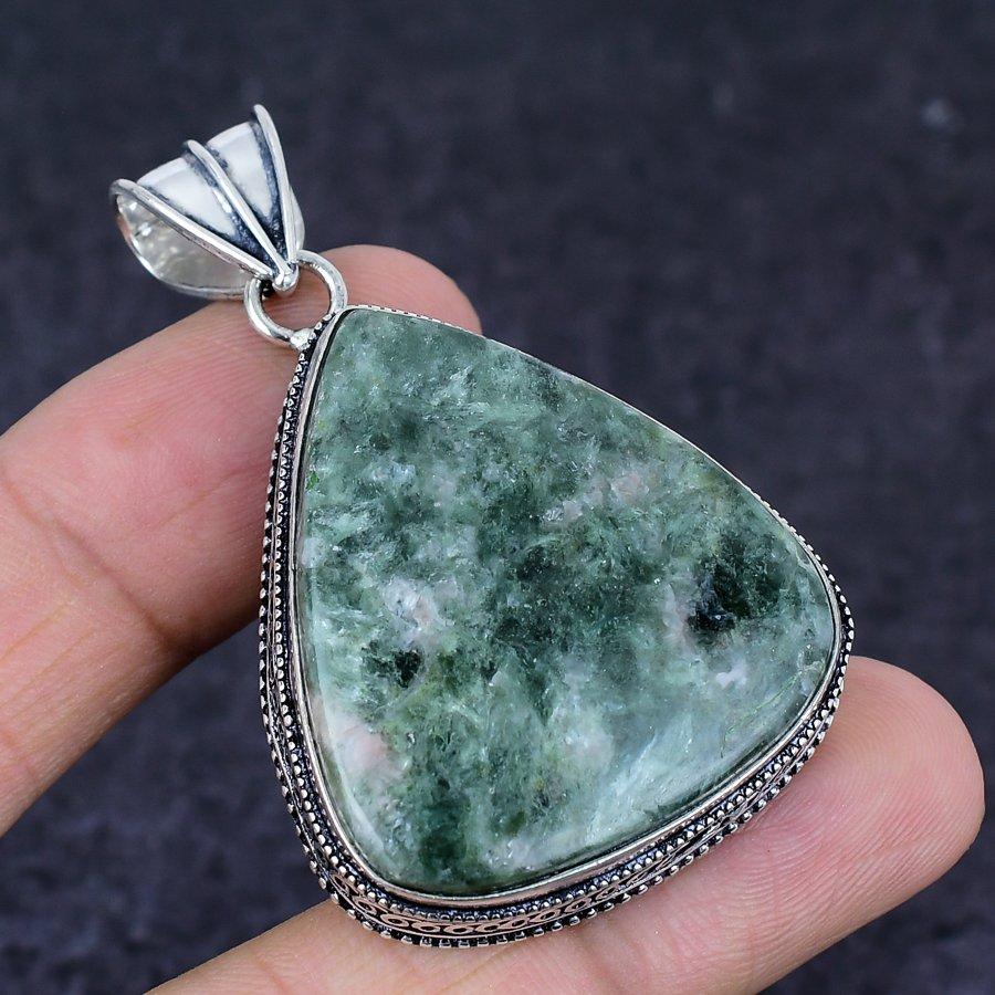 Натуральный оранжевый серафинит серебро 925 пробы ювелирная подвеска 2,25" F2z50